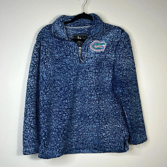 boxercraft Jackets & Blazers - Boxercraft Florida Gator Sherpa Pullover Quarter-Zip Sweatshirt - Blue - XS